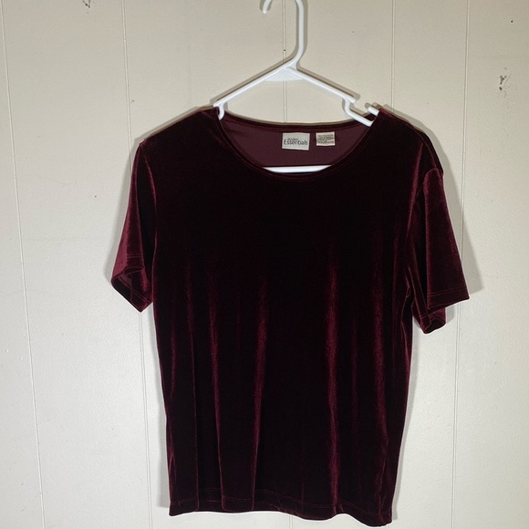 Vintage whimsigoth goth Burgundy Velvet Short Sleeve Top size medium - Picture 1 of 8